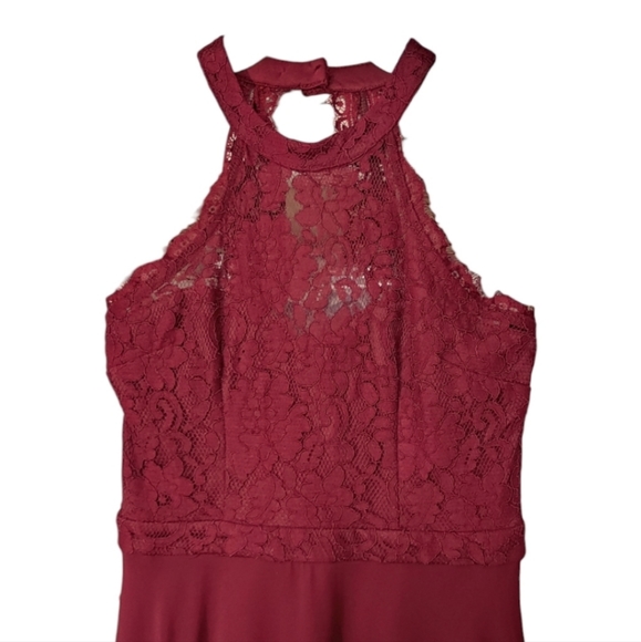 Lulu's Dance All Evening Burgundy Lace Maxi Dress Women's Size Extra Small XS - Picture 10 of 11